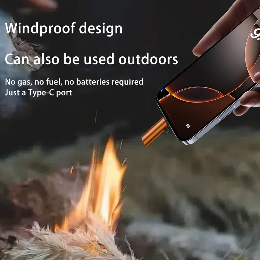 USB C Electric Lighter Windproof Rechargeable Lighter