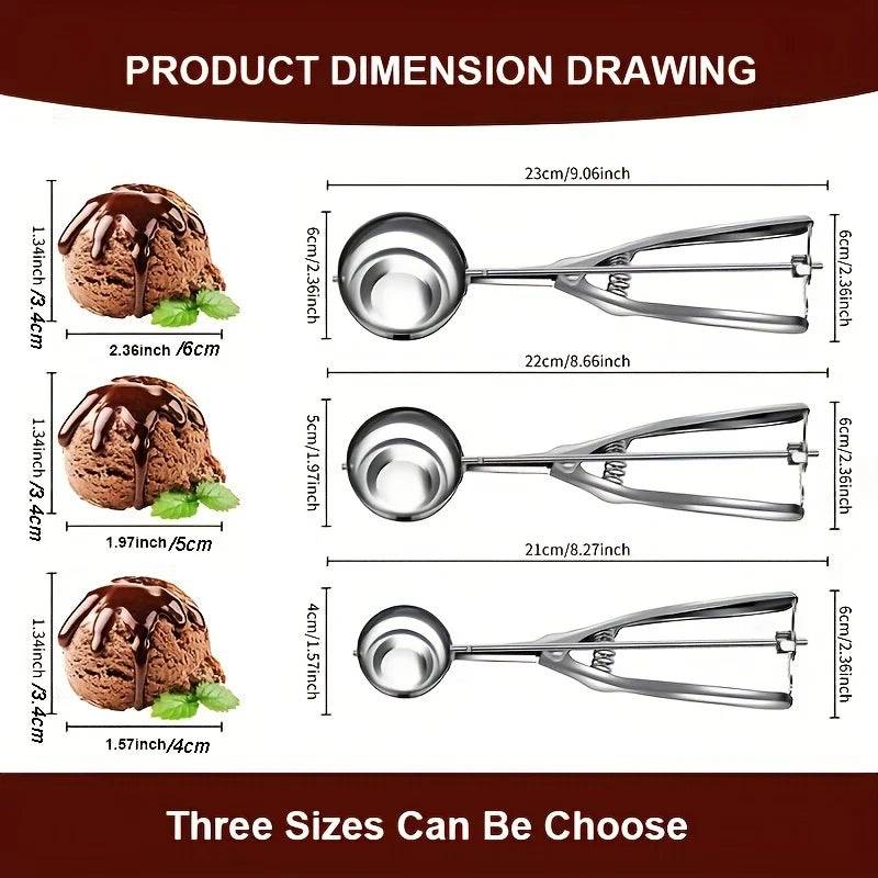 Ice Cream Scoop Set 3PCS Stainless Steel Scooper Tool